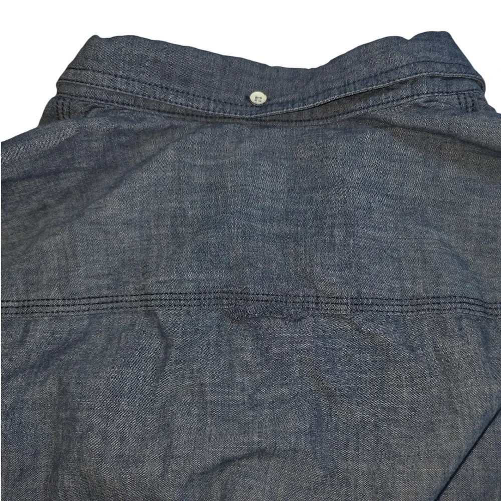 Lands' End Classic Chambray Shirt Womens 18W Blue 1Long Sleeve Cotton Button Up - Picture 2 of 7